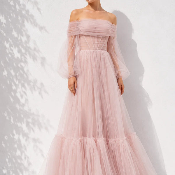 Robe longue rose poudré mariage