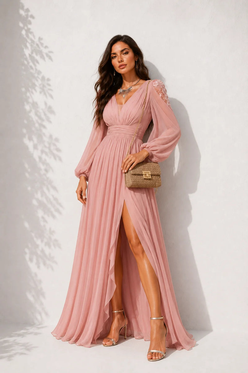Robe mariage invitée rose poudré