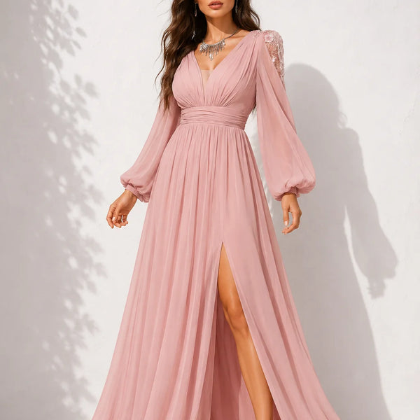 Robe mariage invitée rose poudré