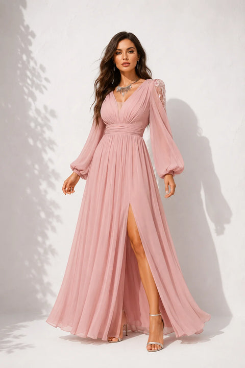 Robe mariage invitée rose poudré