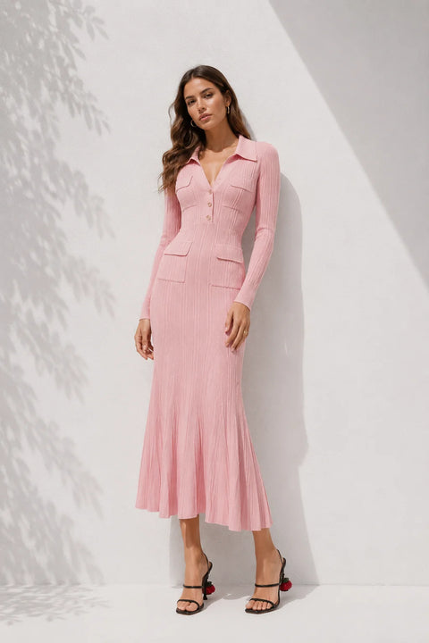 Robe pull rose poudre