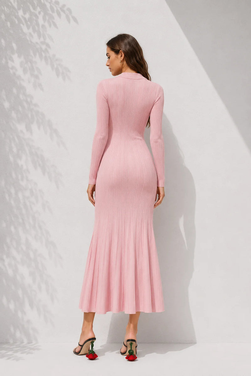 Robe pull rose poudre