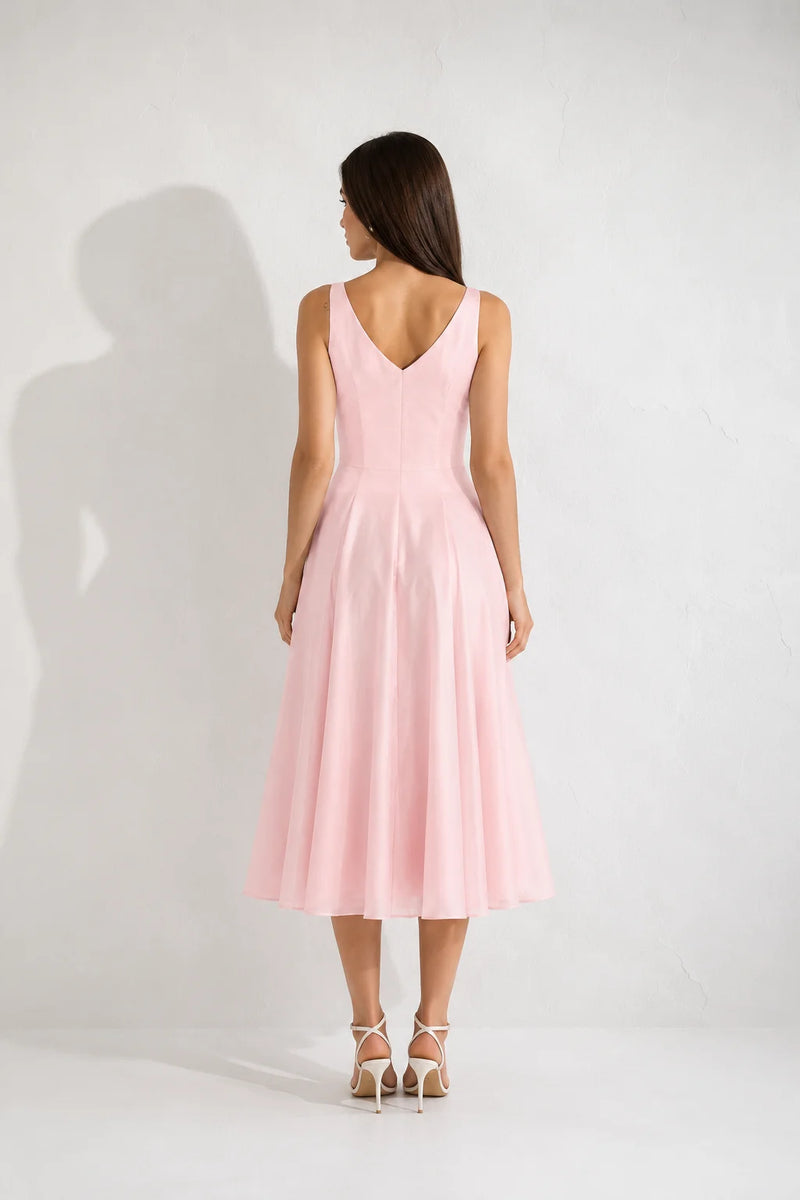 Robe Rose Poudré Col V