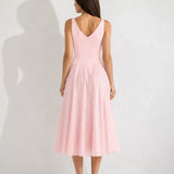 Robe Rose Poudré Col V