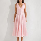 Robe Rose Poudré Col V