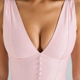 Robe Rose Poudré Col V