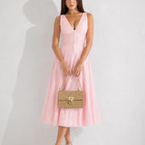 Robe Rose Poudré Col V