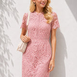 Robe rose poudré dentelle