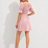 Robe Rose Poudré Manche Courte