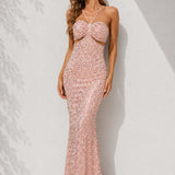 Robe rose poudré pailleté