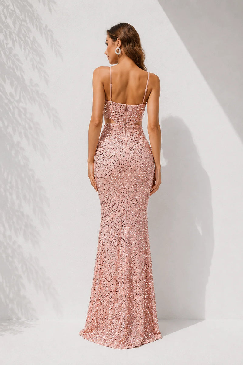 Robe rose poudré pailleté