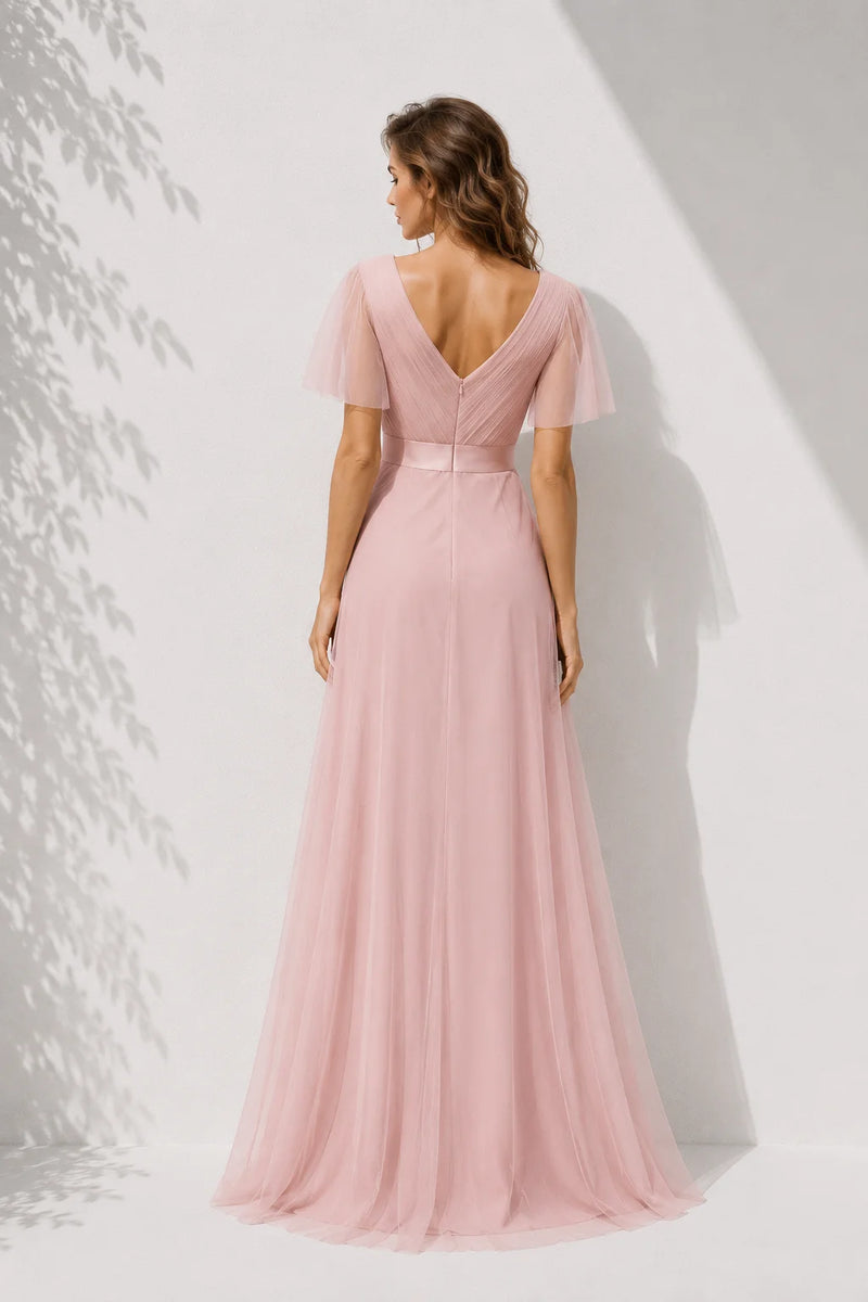 Robe rose poudré témoin mariage