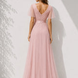 Robe rose poudré témoin mariage