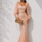 Robe sirène rose poudré