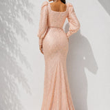 Robe sirène rose poudré