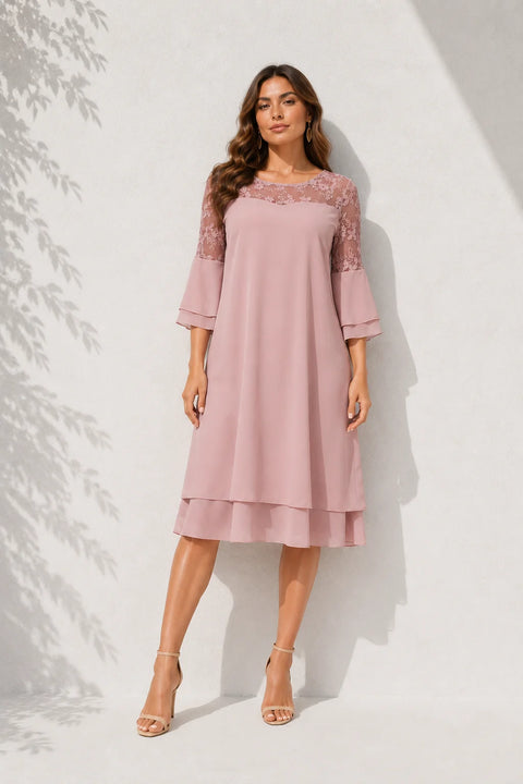 Robe plissée rose poudré