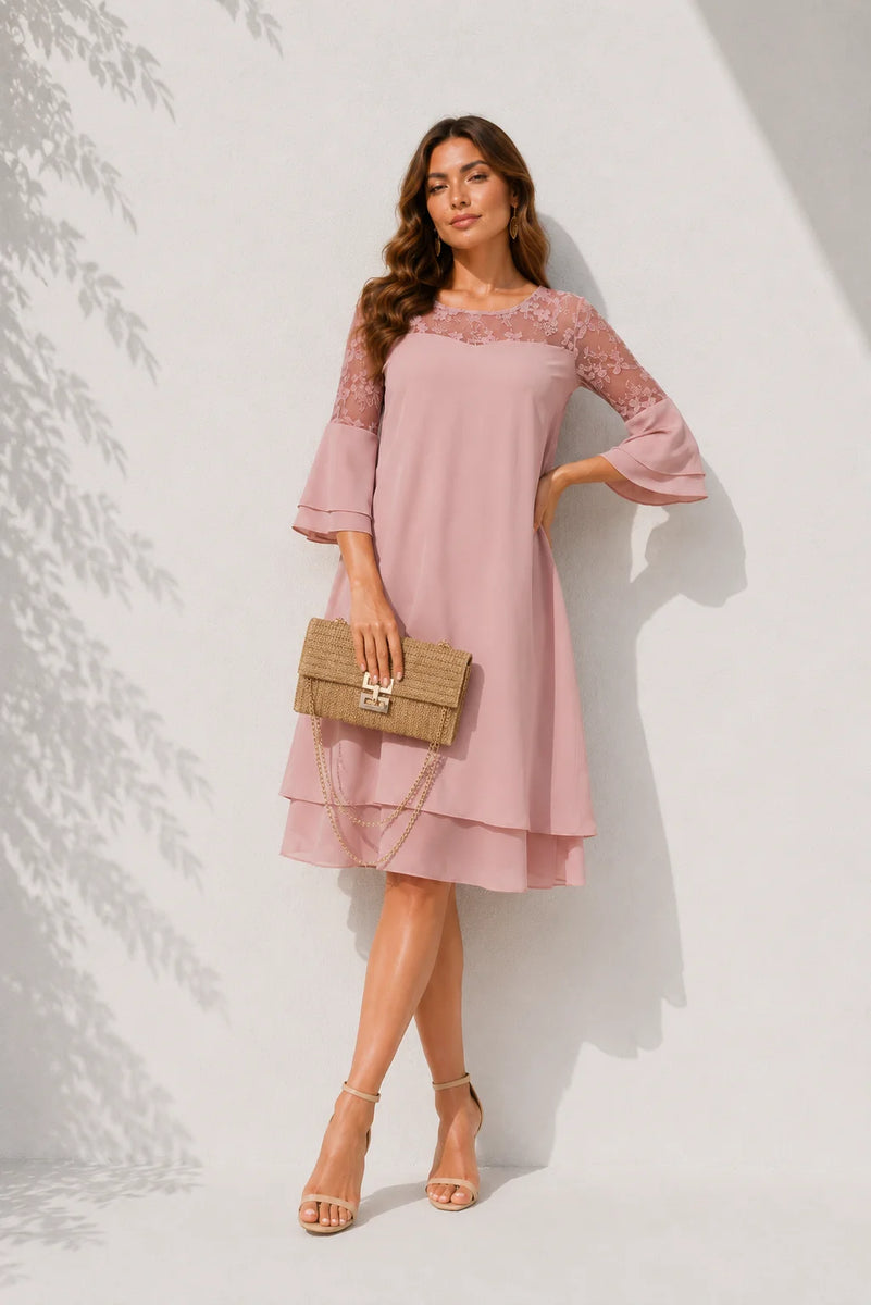 Robe plissée rose poudré